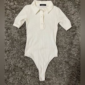 Olivaceous polo button bodysuit